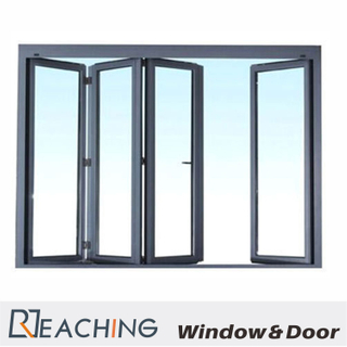 Aluminio gris del color plegable Windows y la puerta con el vidrio del doble de la prueba del agua